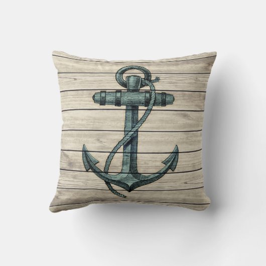 船舶用いかりヴィンテージスタイル木板枕 クッション (裏面)