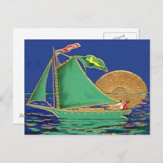 船舶用アイルランド国旗アメリカ国旗のサンボート ポストカード (正面/裏面)