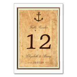 船舶用アンカー額縁付きヴィンテージ紙テーブルナンバー テーブルナンバー