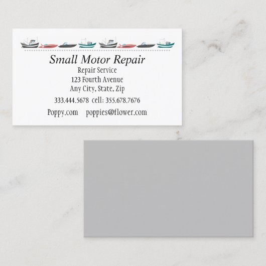 船舶用エンジンの修理カスタム整備 名刺 (正面/裏面)