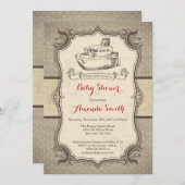 船舶用ベビーシャワー招待状ヴィンテージレトロ 招待状 (正面/裏面)