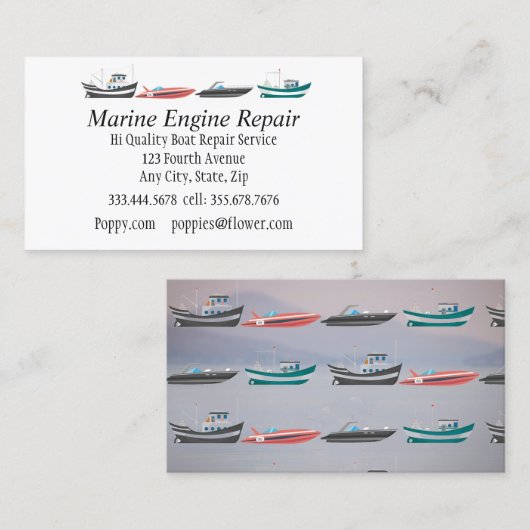 船舶用ボートモーター修理業 名刺 (正面/裏面)