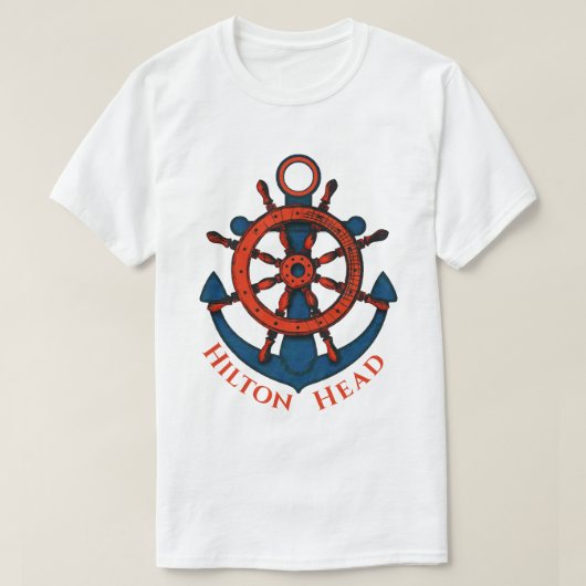 船舶用車輪といかりヒルトンヘッドアイランドSC Tシャツ (デザイン正面)