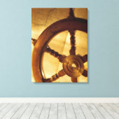 船舶用車輪と地図 キャンバスプリント (インサイチュ (ウッドフロア))