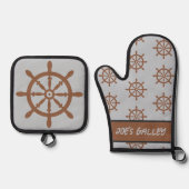 船舶用車輪ゲラボートテーマ 鍋つかみ&鍋敷きセット (正面)