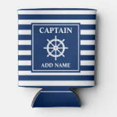 船舶用車輪ヘルムキャプテンまたはボートストライプの名 缶クーラー (正面)