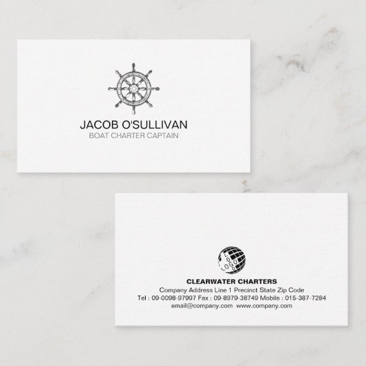 船舶用車輪ボートチャーター魚釣り 名刺 (正面/裏面)