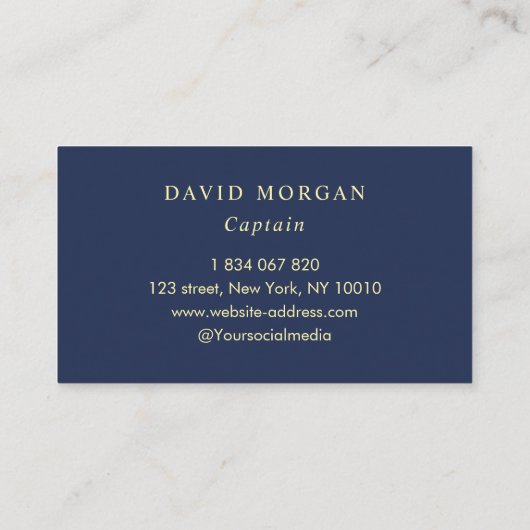 船舶用車輪ロゴボートキャプテン海軍と金ゴールド 名刺 (裏面)