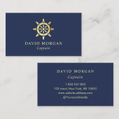 船舶用車輪ロゴボートキャプテン海軍と金ゴールド 名刺 (正面/裏面)