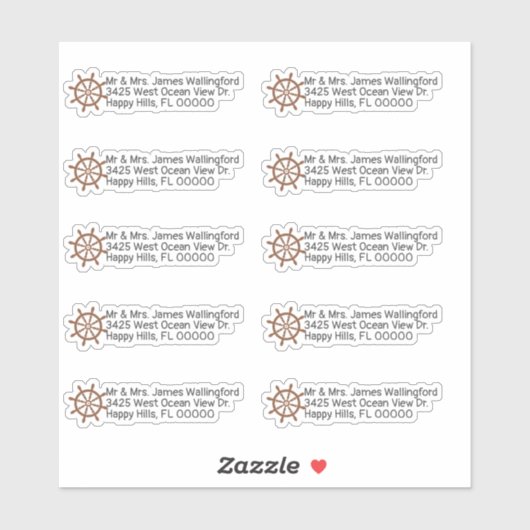 船舶用車輪帆走舟形差出人住所 シール (シート)