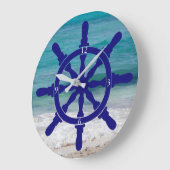 船舶用車輪海背景大時計 ラージ壁時計 (傾斜)