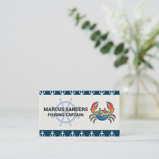 船舶用車輪 |いかりパターン |カニのロゴ 名刺 (スタンド正面)