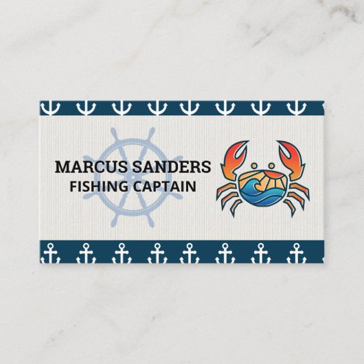 船舶用車輪 |いかりパターン |カニのロゴ 名刺 (正面)