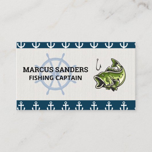 船舶用車輪 |いかりパターン バスフィッシュ| 名刺 (正面)
