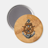 船舶航海の用車輪及びいかり マグネット (正面/裏面)
