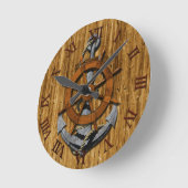 船舶航海の用車輪及びいかり ラウンド壁時計 (傾斜)