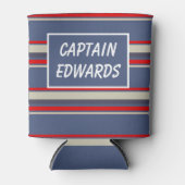 船舶船長ブルー航海のストライプのカスタム 缶クーラー (正面)