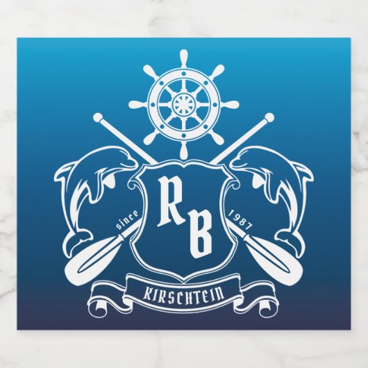 船舶記章ドルフィンズヘルムオール航海のスシールド ビールラベル (シングルラベル)