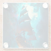 船舶飛んでいるファンタジー芸術 ガラスコースター (裏面)