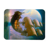 船舶飛んでいるファンタジー芸術 マグネット (横)