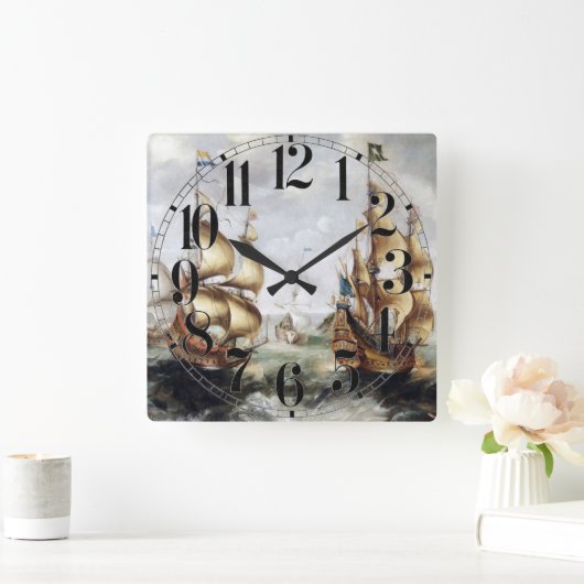 船舶1632 スクエア壁時計 (ホーム)