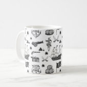 船舶、大砲、剣、ワインパイレーツテーマ コーヒーマグカップ (正面左)