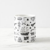 船舶、大砲、剣、ワインパイレーツテーマ コーヒーマグカップ (中央)