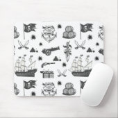 船舶、大砲、剣、ワインパイレーツテーマ マウスパッド (マウス)