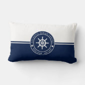 船車ラベル付きネイビーブルーランバー枕 ランバークッション (裏面)