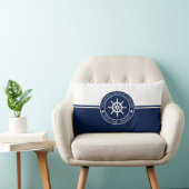 船車ラベル付きネイビーブルーランバー枕 ランバークッション (椅子)