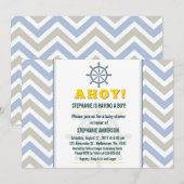 船輪航海の男の赤ちゃんシャワー 招待状 (正面/裏面)