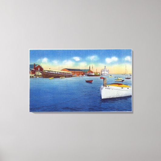 船長の船が見える波止場 キャンバスプリント (正面)