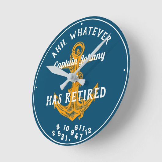 船長セーラー退職したの名前は青いおもしろい ラウンド壁時計 (傾斜)
