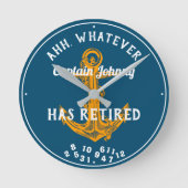 船長セーラー退職したの名前は青いおもしろい ラウンド壁時計 (正面)