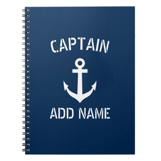 船長パーソナライズされたいかり帳 ノートブック (正面)