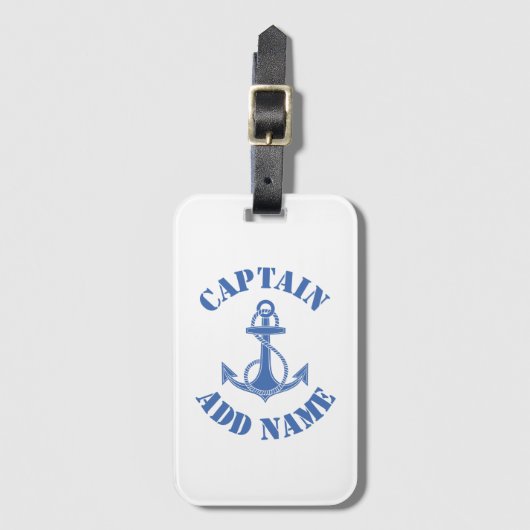 船長パーソナライズされた名いかり ラゲッジタグ (正面縦)