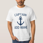 船長名パーソナライズされたいかりtシャツ tシャツ<br><div class="desc">船長パーソナライズされた名いかりtシャツネービーブルー航海ののいかりと名前をカスタムするやモノグラムのイニシャル文字を持つ衣服海事誕生日アイディア船乗り。船のいかりデザインを持つ、スキップパパ、父親、おじいちゃん、叔父、息子、友人、継父、継父などのヴィンテージタイポグラフィを自分で行う。湖や湖での航行やボート作業に適したカスタマイズ可能な海。クルーズや帆船の乗組員にも良い。</div>