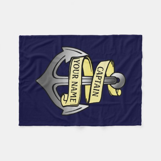 船長氏名いかりカスタマイズ フリースブランケット (正面(横))