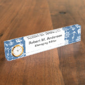 船長航海のな青および白いの船員 デスクネームプレート (側面)