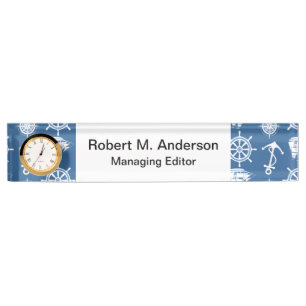 船長航海のな青および白いの船員 デスクネームプレート