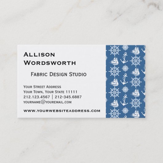 船長航海のな青および白いの船員 名刺 (正面)