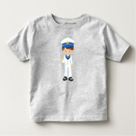 船長、スキッパー、茶色の髪、かわいい少年 トドラーTシャツ