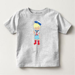 船長、スキッパー、金髪、かわいい少年 トドラーTシャツ
