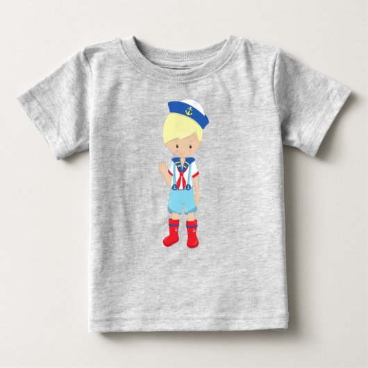 船長、スキッパー、金髪、かわいい少年 ベビーTシャツ (正面)