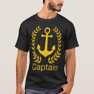 船長 : 船のアンカー Tシャツ