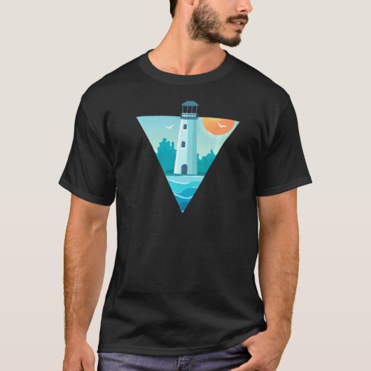 船長・船乗り・ボートオーナーへの灯台アート Tシャツ (正面)