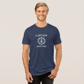 船長 船名 アンカー ロープ 舵輪 トライブレンドTシャツ (正面全面)