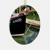 船首スピリットと水中の反射を持つ帆船 セラミックオーナメント (右)