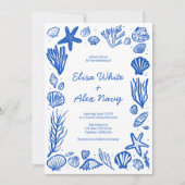 船首フレームビーチ結婚式カスタムQRコード 招待状 (正面)