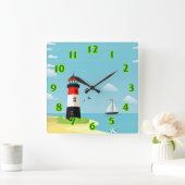 船 スクエア壁時計 (ホーム)